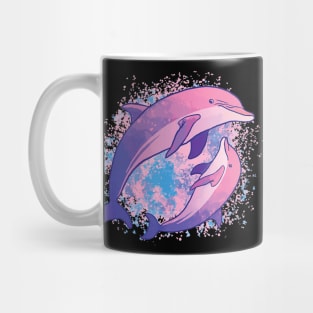 Cute Tie-dye Dolphin Parent And Child Dolphins Mug